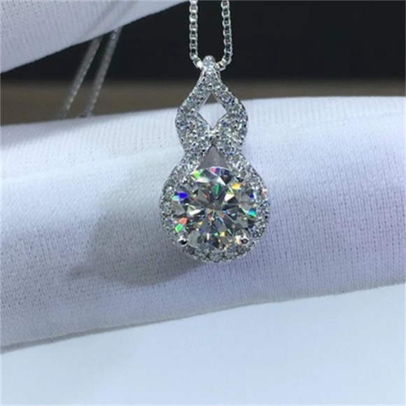 Sterling silver 3ct diamond necklace - Picture 4 of 4